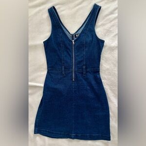 Peace Love Eco by Rewash Stretch Blue Denim Dress with zipper Detail. Sz S